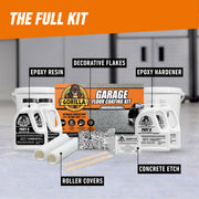 Gorilla Epoxy Garage Floor Coating Kit, 2 Gal Gray High-Gloss, 100% Solids, Chemical Resistant, 550 Sq Ft Coverage, 12 Pieces, 117994DF