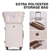 Travelhouse TH2154-6WH Luggage Set 3 Piece Hardside Suitcase TSA Lock Spinner Wheels with Duffel Bag, White