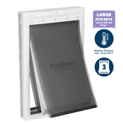 PetSafe Extreme Weather Plastic Pet Door, Energy-Saving Triple-Flap Thermal Barrier, Slide-In Locking Panel, Paintable White Frame, Large for Dogs up to 100 lb, ZPA00-16849