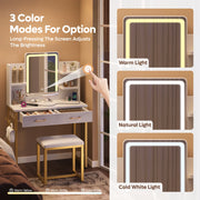 Bestier Makeup Vanity Set with Mirror and Lights, White