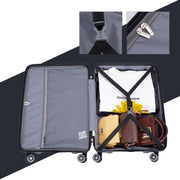 Tripcomp 3 Piece Hard shell Carry On Luggage Sets with Two Hooks Spinner Wheels