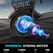 Mega Motion HS5 Electric Scooter Ebike, 400W Foldable Scooter with Seat 18.6MPH/7.8Ah Battery, Black