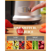 Shardor XJDZZJ2106 Centrifugal Juicer Machine, 1200W Full Copper Motor, Wide 3.2-Inch Feed Chute, Dual Speed Settings, 22 oz Juice Jug with Foam Separator, Silver