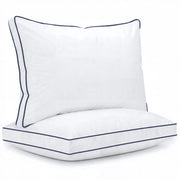 Fcinos Bed Pillows, Queen Size, 2 Pack, Duck Feather and Shredded Memory Foam, Soft Hotel-Style Gusseted Design