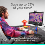 Logitech MX Master 4 for Mac Wireless Laser Ergonomic Mouse with Advanced Haptic Feedback, Ultra-Fast MagSpeed Scrolling, USB-C Charging, Space Black