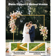 KFFKFF Square Gold Metal Arch Backdrop Stand, 6.6 x 6.6 ft, Durable Rust-Resistant Frame, Reinforced Welded Base, Easy Assembly, HQGM66FT
