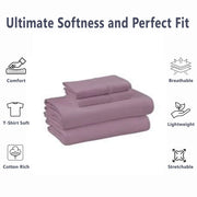 Mainstays MS1501020622W15 Cotton Rich Extra Soft Jersey Bed Sheet Set, Queen, Lilac Bloom, 4 Pieces