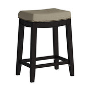 Linon 98325WAL-01-KD Allure Stool Fabric Top, 24-Inch
