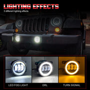 CHUSYYRAY LED Fog Light Pair for Jeep Renegade 2015-2018, 4 Inch Diameter, 6000 Lumens, 30W, White and Amber Light, DOT SAE E9 Certified