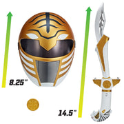 Playmates Toys Mighty Morphin Power Rangers White Ranger Role Play Bundle with Saba Sword, 15+ Sounds, White Ranger Mask, Power Coin