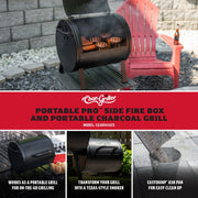 Char-Griller CG30041425 Portable Pro Portable Charcoal Grill and Side Fire Box
