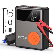 AstroAI Jump Starter with Air Compressor, 1750A Peak, 150PSI Digital Tire Inflator, 13000mAh Portable Power Bank, Orange, MF 139