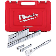 Milwaukee 48-22-9510 1/2 Inch Drive 28pc Ratchet & Socket Set, Metric