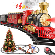 Freecat Classic Christmas Electric Train Set with Realistic Sounds, Working Headlights, Water Vapor Smoke Effects, Durable ABS Plastic, Tracks Included, for Kids Ages 3-12