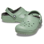 Crocs Classic Lined Clogs for Ladies with Warm Faux Fur Lining, Moss Multi, Slip-On with Heel Strap, Lightweight Croslite Foam Outsoles, 203591-3WP-M6W8