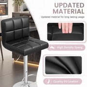 Homall Bar Stools Set of 2, Modern PU Leather, Hydraulic Height Adjustable, Square Seat, Swivel, Black, 02500
