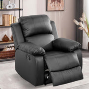 Aukfa AK-HLA7FL2003-K0 Leather Recliner Chair Overstuffed Armchair Single Sofa w/ Lumbar Support, Black