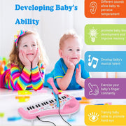 Lictin GYH0078 Toddlers Piano Keyboard Instrument with Microphone, 37 Keys Piano Toys, Pink