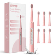 Sejoy TB8132A-CE-PIN Rechargeable Toothbrush Electric with 7 Tooth Heads, Pink