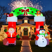 Beirui Belita Amy 8.2ft Christmas Inflatable Outdoor Decoration, Santa Claus and Snowman Arch with Built-in LED Lights, Waterproof Fabric