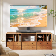 RTVR Universal Table Top TV Stand, Adjustable Height 27.6-31.9 in, Swivel 30, Black, Fits 32 to 75 Inch TVs