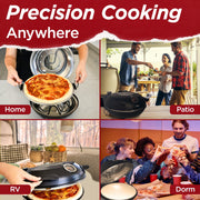 Culinary Chef Countertop Electric Pizza Oven with Ceramic Stone, Adjustable Heat Control, Viewing Window, 1200W Power, Large 12-Inch Capacity, Black, CCPP1200