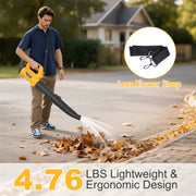 BAOKALER Leaf Blower Cordless, 21V Electric Leaf Blower with 2X6.0 Ah Battery & Charger, Yellow/Black