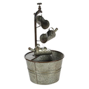 DecMode 70552 Gray Fountain Indoor Outdoor Decor with Watering Cans, Gray Metal Fountain 15