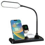 OttLite LED Desk Light With Multi-Device Charging Station, Black