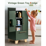 Robud Wooden Pretend Play Toy Fridge Play Kitchen Set for Kids, Green - 31.8