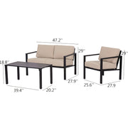 Mainstays MS2428079419006 Dashwood 4-Piece Outdoor Patio Conversation Set, Red Olefin Cushions, Rust-Resistant Steel Frame, Seats 4