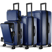 StorageBud WM-TA-L4PC-BLU 4 Piece Hardshell Expandable Luggage Set Spinner Suitcase Set Navy Blue
