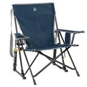 GCI Outdoor Kickback Rocker Foldable Rocking Camp Chair, Patented Spring-Action Technology, Heathered Indigo or Blue Retro, Mid-Size, Portable