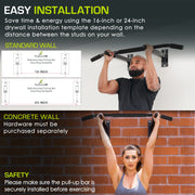 ProsourceFit Wall-Mounted Pull-Up Bar, Heavy-Duty Alloy Steel, Multi-Grip 12 Positions, Black, 300 lb Capacity