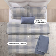 Mainstays Plaid 5-Piece Blue Comforter Set, King, Polyester, Hypoallergenic, All-Season, MSD566170522057