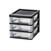 IRIS 587605 Compact 3-Drawer Desktop Organizer, 0.8 Gal., Black (2-Pack)