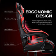 Seenda CP014712 Video Game Chair with Footrest and Lumbar Support, Red