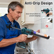 CreWear Electric Caulking Gun, Stepless Speed Control, Cordless, Drip-Free, 10oz Capacity, Dark Blue
