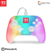 PowerA Advantage Wired Controller with Lumectra RGB Lighting, Hall Effect Thumbsticks, Mappable Buttons, Integrated C Button, White, for Nintendo Switch 2