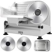 CUOCCO PRO Electric Meat Slicer, 200W Motor, Dual Blades, Adjustable 0-15mm Thickness, Detachable Blade, Child Safety Lock, Stainless Steel Tray
