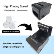 MRBOSS POS Thermal Receipt Printer, 3 1/8 Inch, Bluetooth and USB, Auto Cutter, RJ-11 Cash Drawer Port, Black, 891