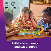 LEGO Friends Family Vacation Beach Resort Building Set, 1,140 Pieces, Mini-Figures and Animal Companions, Interactive Waterslide, Treasure Hunt, Snorkels and Surfboards, Ages 8+