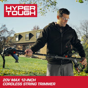 Hyper Tough 20V Brushless Cordless 12 in Trimmer and 120 CFM Blower Combo Kit with 20V Max 2.0Ah Battery
