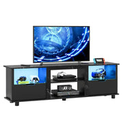 Bestier USBBYCZUS-L102971K-BLKM 70'' Gaming TV Stand with Storage, LED Media Console - Black Marble
