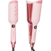 Wavytalk Hair Crimper, 35mm Deep V-Shaped Plates, Ionic Frizz Reduction, Adjustable Temperature, Dual Voltage, Pink