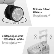 Zimtown 5 Piece Luggage Sets PP Hardside Luggage Suitcase Set with Portable Travel Bag Light Gray