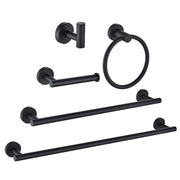 Marmolux Acc 5-Piece Matte Black Bathroom Hardware Set, SUS 304 Stainless Steel, Wall Mounted Towel Bars, Towel Ring, Toilet Paper Holder, Towel Hook, MA-S911-5BK