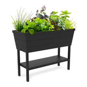 Keter Urban Bloomer Raised Garden Bed, 12.7 Gallon Self-Watering Planter, Dark Grey, Elevated Resin Design with Drainage Plug