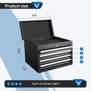 Steelite AZ7052 26-Inch Tool Chest & Storage Cabinet, 5 Drawers Rolling Tool Chest with Detachable Top Tool Box, Black