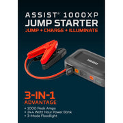NEBO Assist 1000XP Portable Car Battery Jump Starter, 1000 Amps, USB Power Bank, Emergency LED Light, Black
